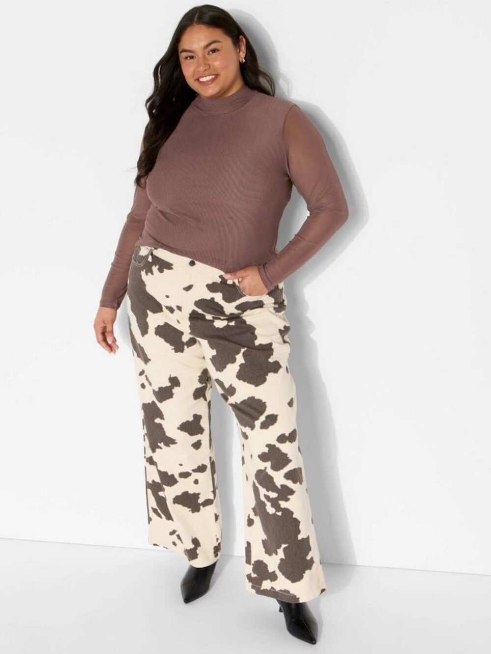 Women's Slim Fit Long Sleeve Mock Turtleneck T-Shirt‎ - Wild Fable™ Brown 2X